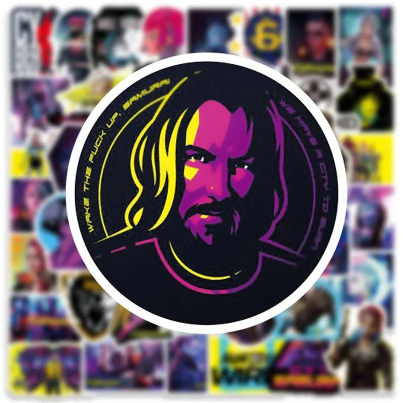 Cyberpunk Stickers - Waterproof Sci-Fi Techno Sticker Set | Durable Gamer Accessories