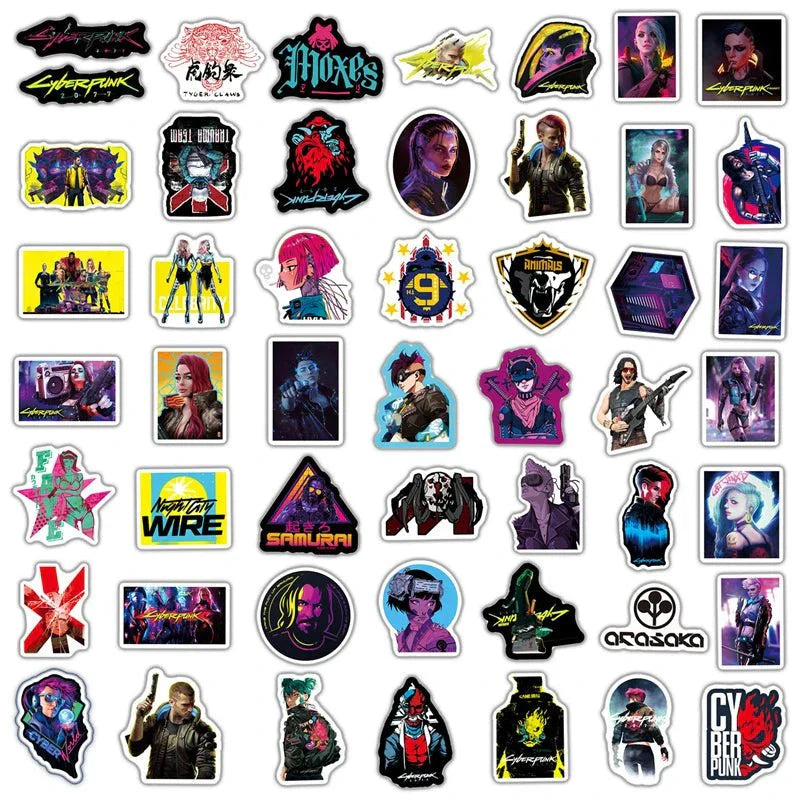 Cyberpunk Stickers - Waterproof Sci-Fi Techno Sticker Set | Durable Gamer Accessories