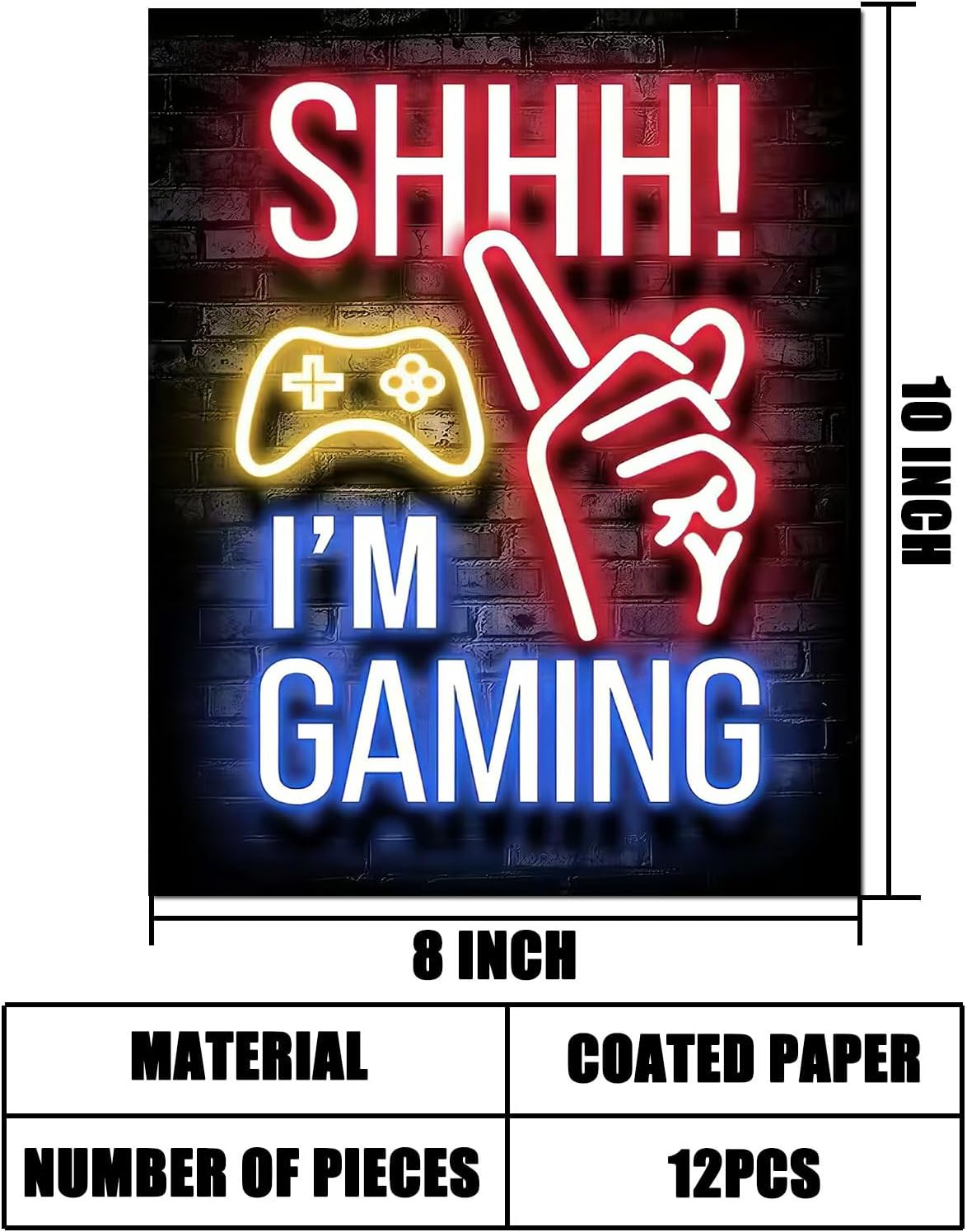 Vibrant 12PCS Neon Gaming Posters for Ultimate Gaming Room Decor