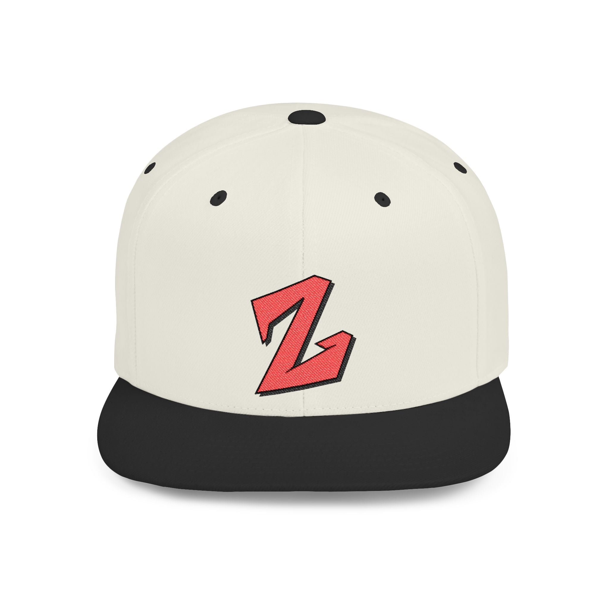 Embroidered Snapback Hat - Flat Bill Snapback With Green Undervisor | Trendy Streetwear