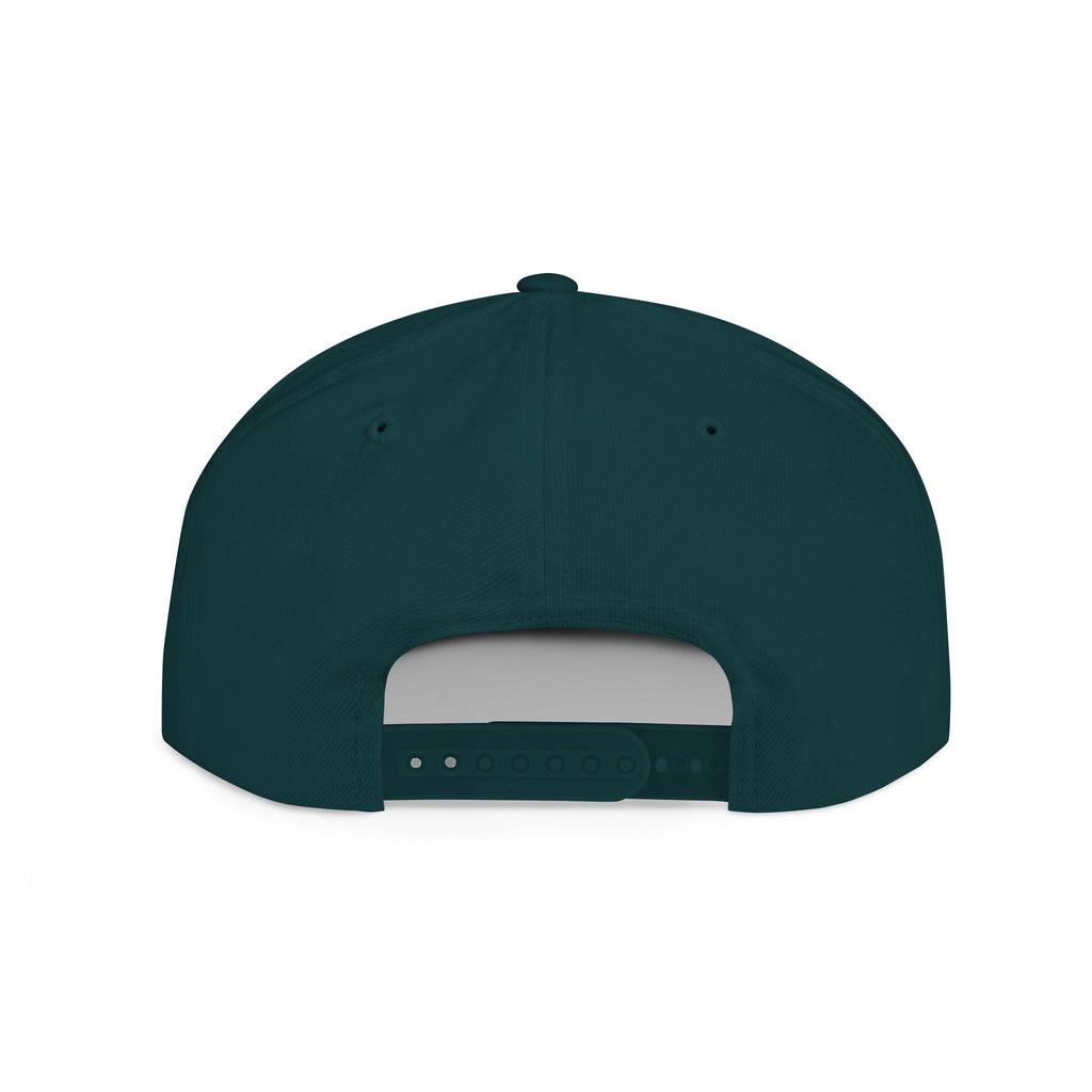 Embroidered Snapback Hat - Flat Bill Snapback With Green Undervisor | Trendy Streetwear