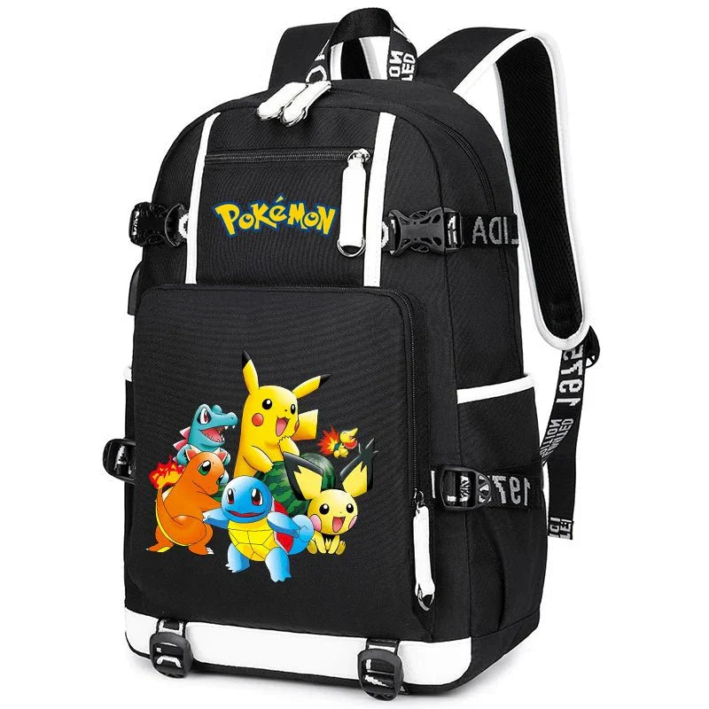 Anime Backpack Set – Durable 3-Piece Pokémon Pikachu & Uzumaki Combo Bag