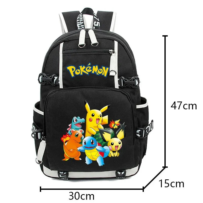 Anime Backpack Set – Durable 3-Piece Pokémon Pikachu & Uzumaki Combo Bag