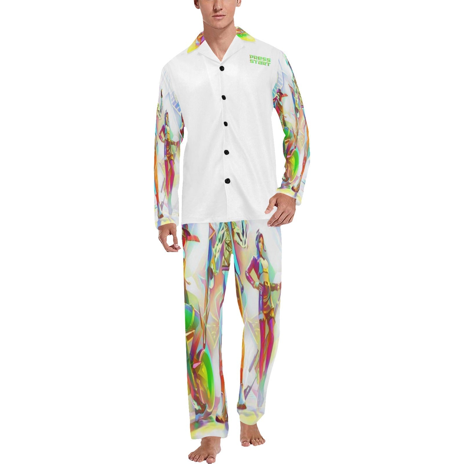 Men's V-Neck Long Pajama Set