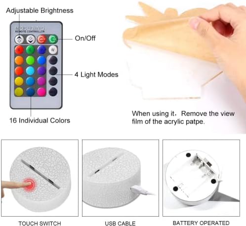 Batttlebus Game Room Night Lights Lamp 3D Vision Effect LED Night Light Desk Table Light Remote Control 16 Colors Birthday Holiday Gift Ideas Decorations for Boys Teen