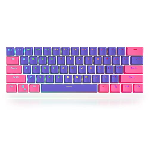 60 Percent Keycaps - RGB PBT Double Shot Keycaps for Mechanical Keyboard | Blue OEM Profile