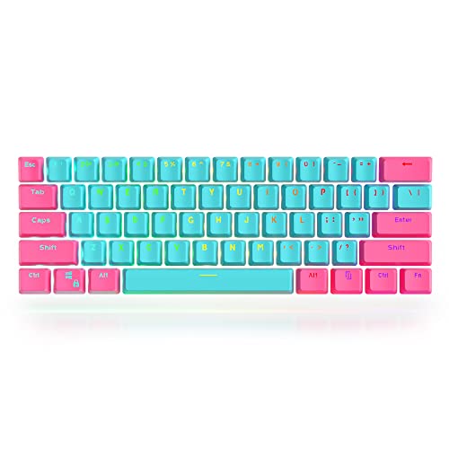 60 Percent Keycaps - RGB PBT Double Shot Keycaps for Mechanical Keyboard | Blue OEM Profile
