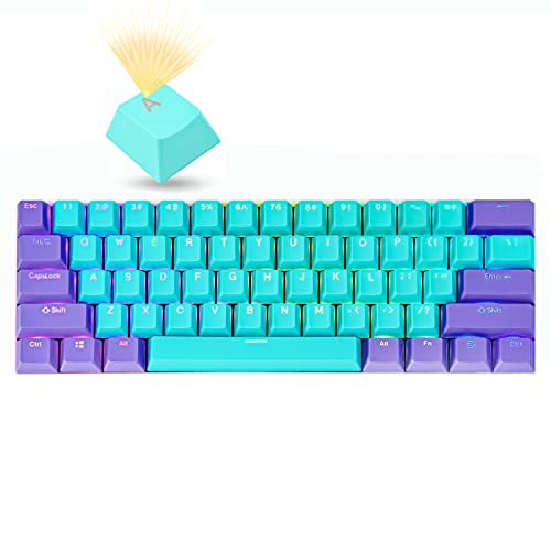 60 Percent Keycaps - RGB PBT Double Shot Keycaps for Mechanical Keyboard | Blue OEM Profile