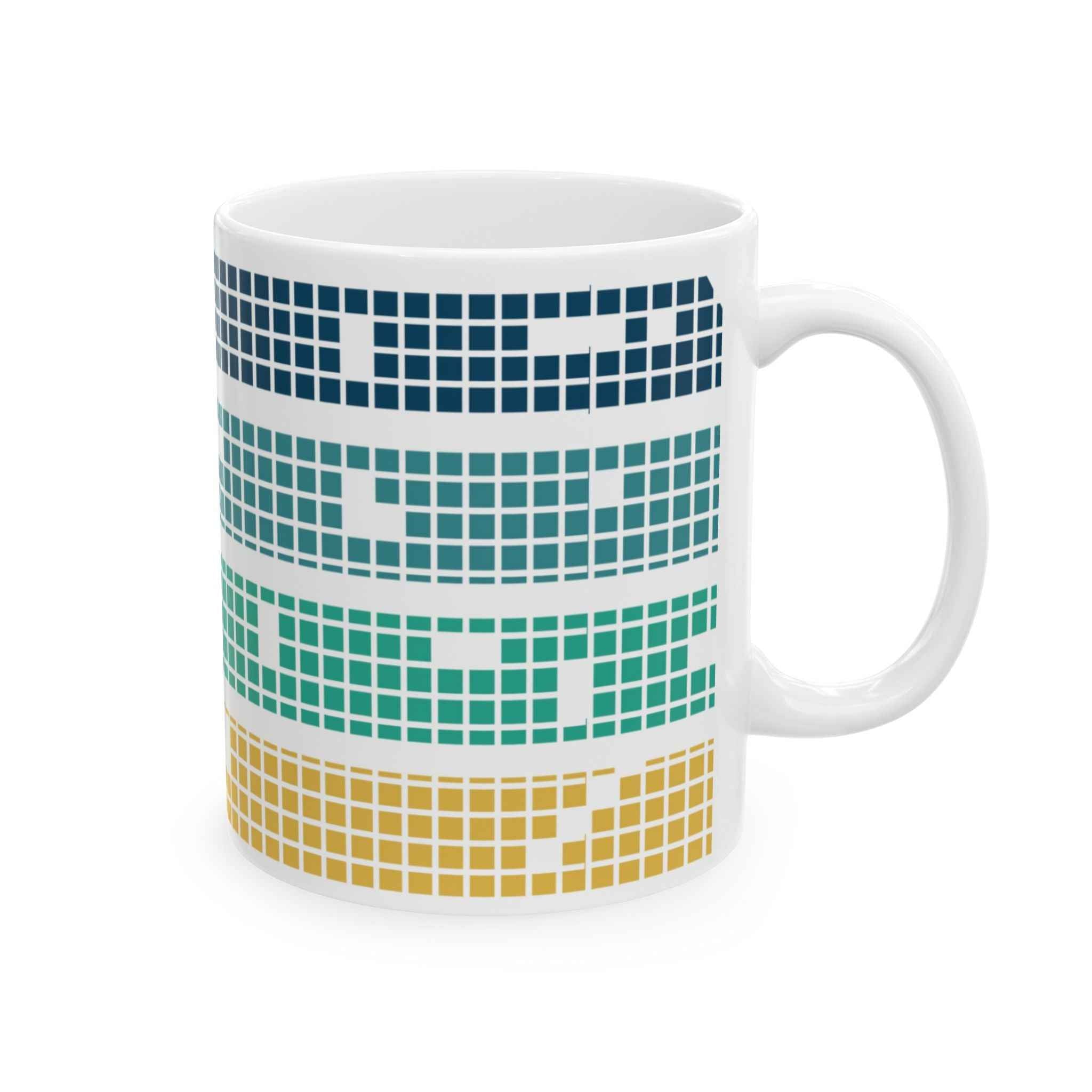 Meditation Mug - Tetris Inspired 11oz Ceramic Coffee Cup | Mindfulness Gift