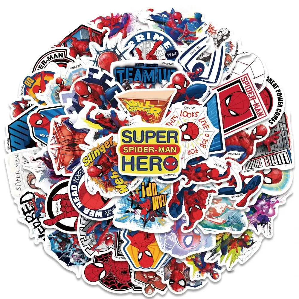 50-Piece Spider-Man Sticker Set for Laptop Guitar Suitcase - Waterproof Decals for Kids Toys