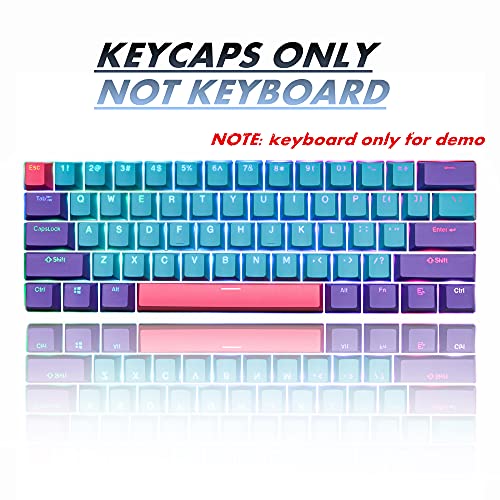 60 Percent Keycaps - RGB PBT Double Shot Keycaps for Mechanical Keyboard | Blue OEM Profile