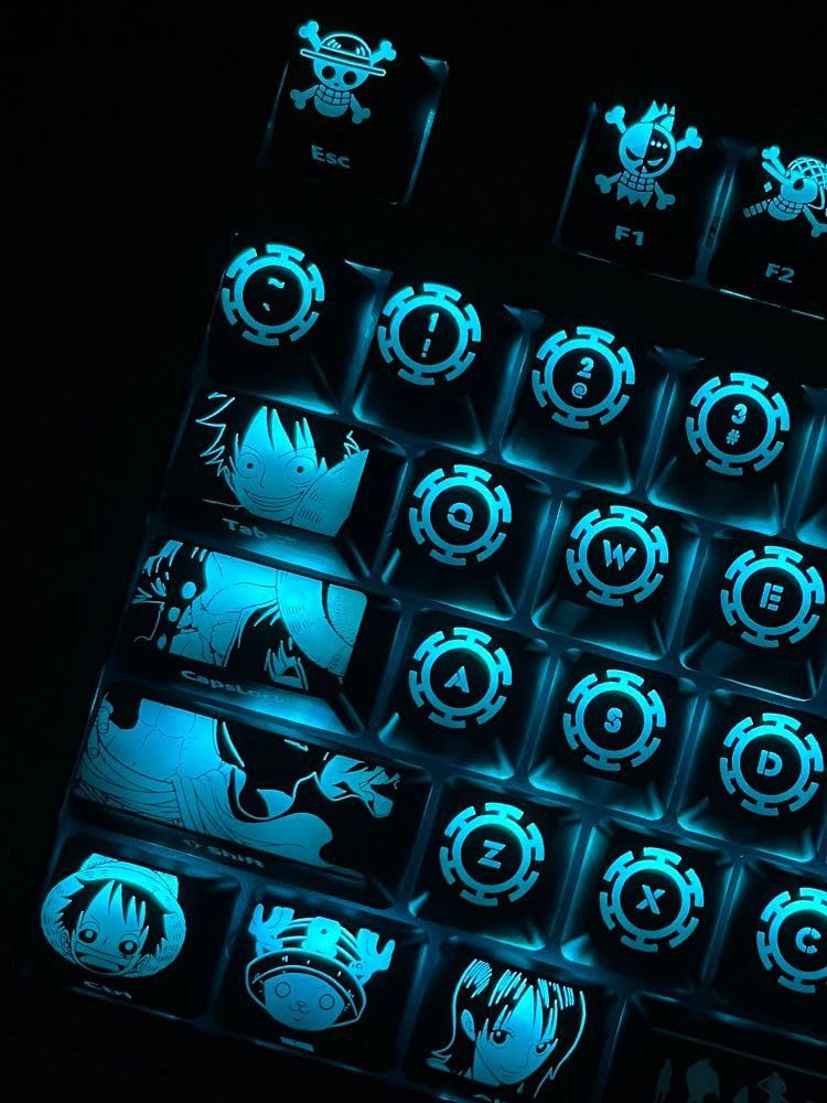 Computer keyborads PBT Dye Upgrade 68 Keycap Set Profile Keycaps Keyset with Puller for Cherry Mx Gateron Kailh Switch Mechanical Keyboard Japanese Anime Series (12-one Piece Zoro)