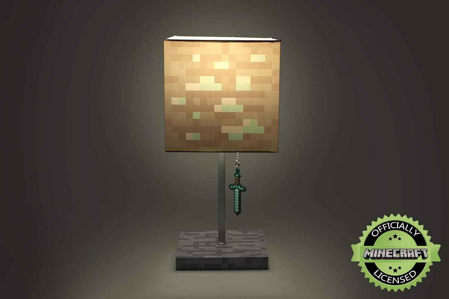 Minecraft Diamond Ore Lamp - 14-Inch LED Table Lamp with Diamond Sword Pull Chain