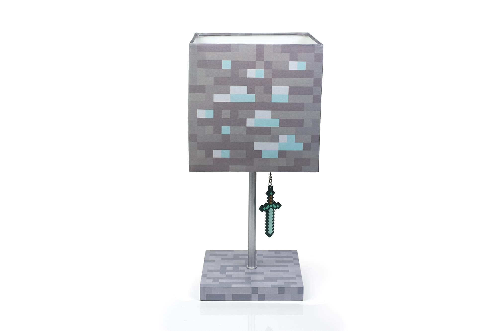 Minecraft Diamond Ore Lamp - 14-Inch LED Table Lamp with Diamond Sword Pull Chain