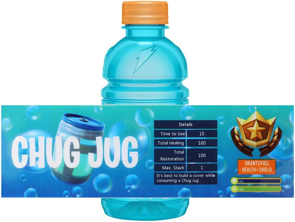 Game Party Bottle Labels – Waterproof Heat Shrink Bottle Label Stickers for Birthday Party Decorations