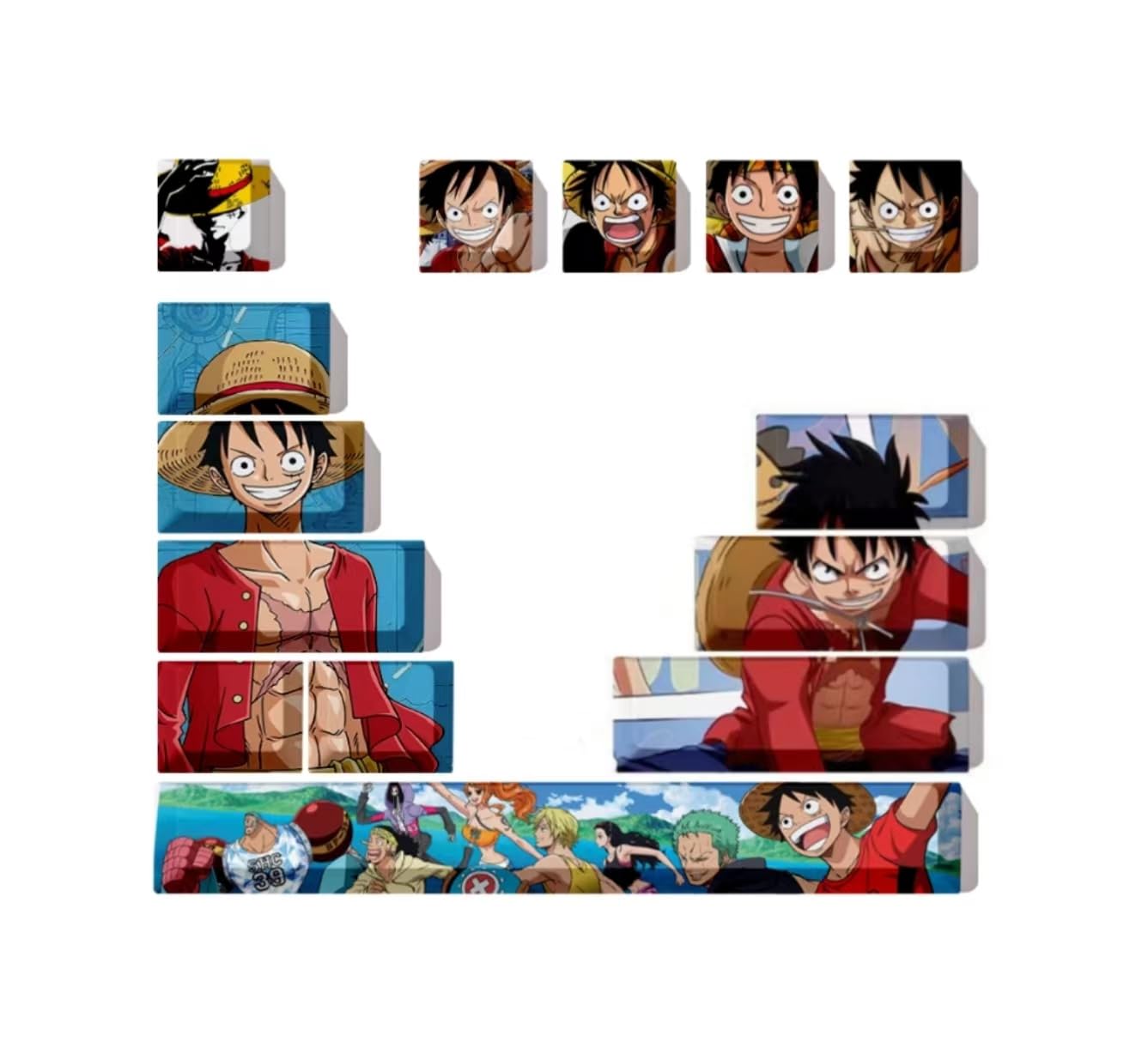 Computer keyborads PBT Dye Upgrade 68 Keycap Set Profile Keycaps Keyset with Puller for Cherry Mx Gateron Kailh Switch Mechanical Keyboard Japanese Anime Series (12-one Piece Zoro)