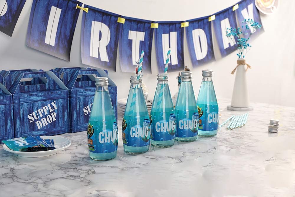 Game Party Bottle Labels – Waterproof Heat Shrink Bottle Label Stickers for Birthday Party Decorations