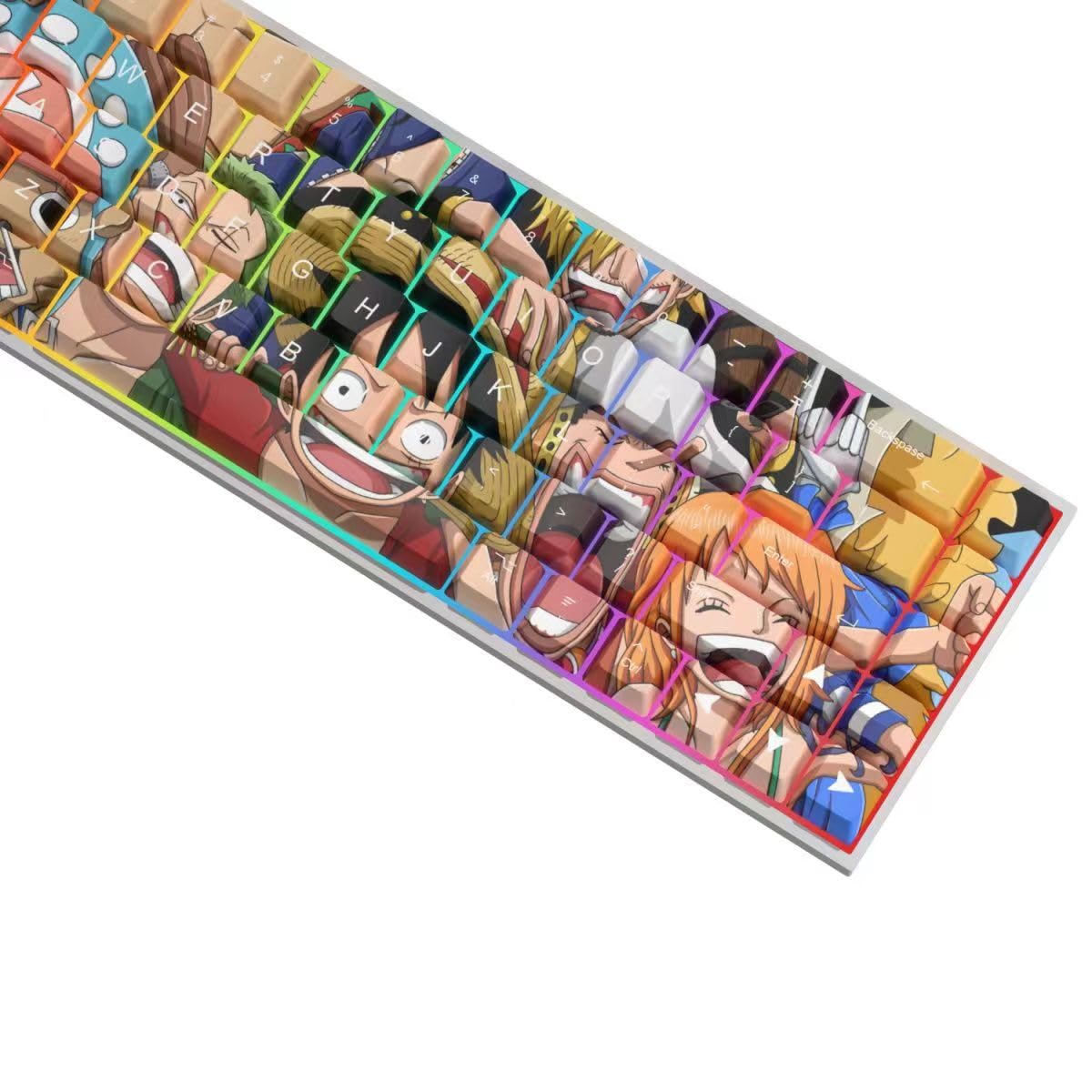 Computer keyborads PBT Dye Upgrade 68 Keycap Set Profile Keycaps Keyset with Puller for Cherry Mx Gateron Kailh Switch Mechanical Keyboard Japanese Anime Series (12-one Piece Zoro)