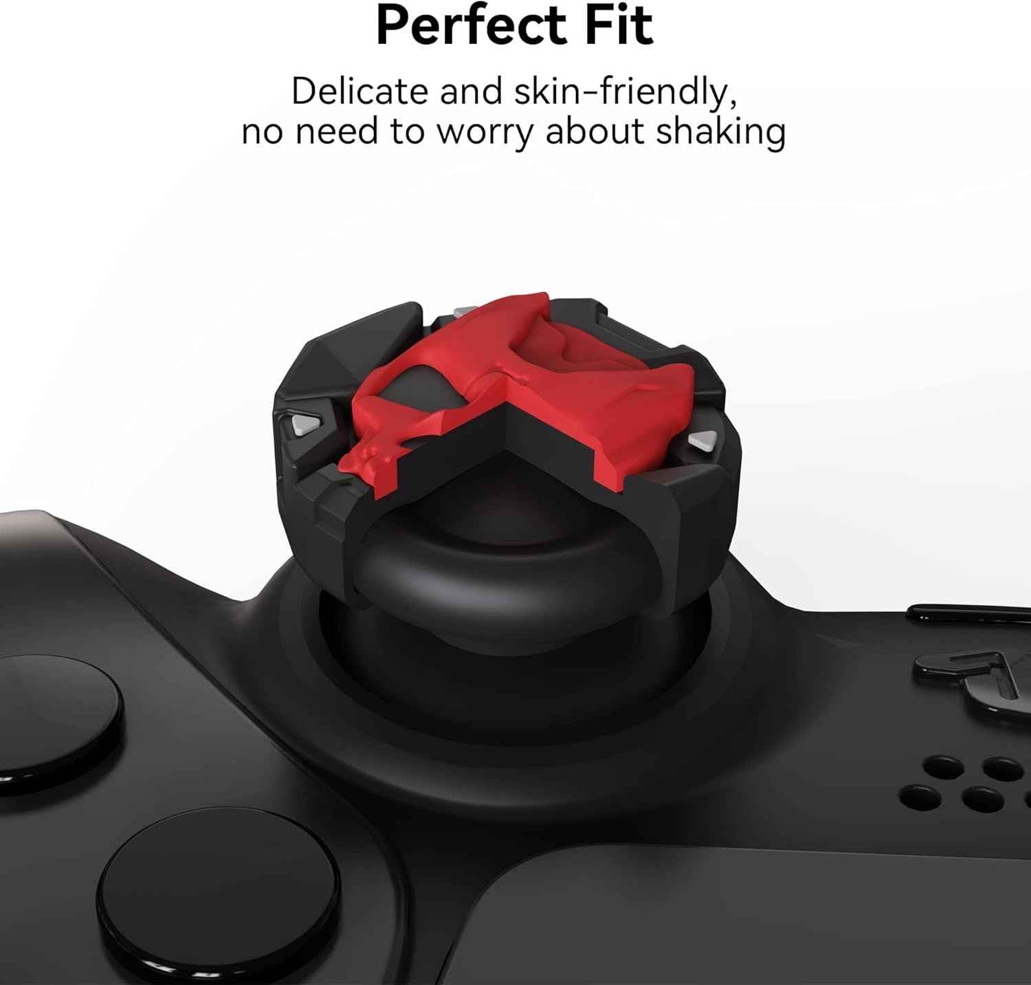 Skull Thumb Grip Caps – Silicone PS5 Controller Accessories | Non Slip Black Red Covers
