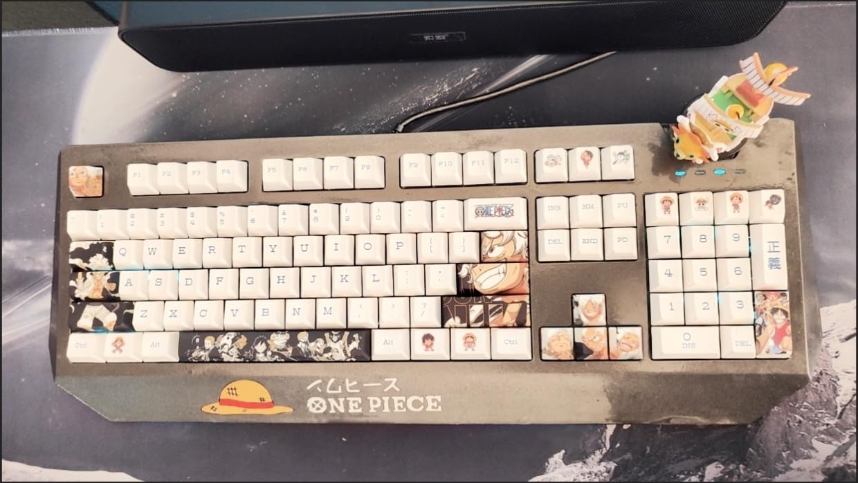Computer keyborads PBT Dye Upgrade 68 Keycap Set Profile Keycaps Keyset with Puller for Cherry Mx Gateron Kailh Switch Mechanical Keyboard Japanese Anime Series (12-one Piece Zoro)