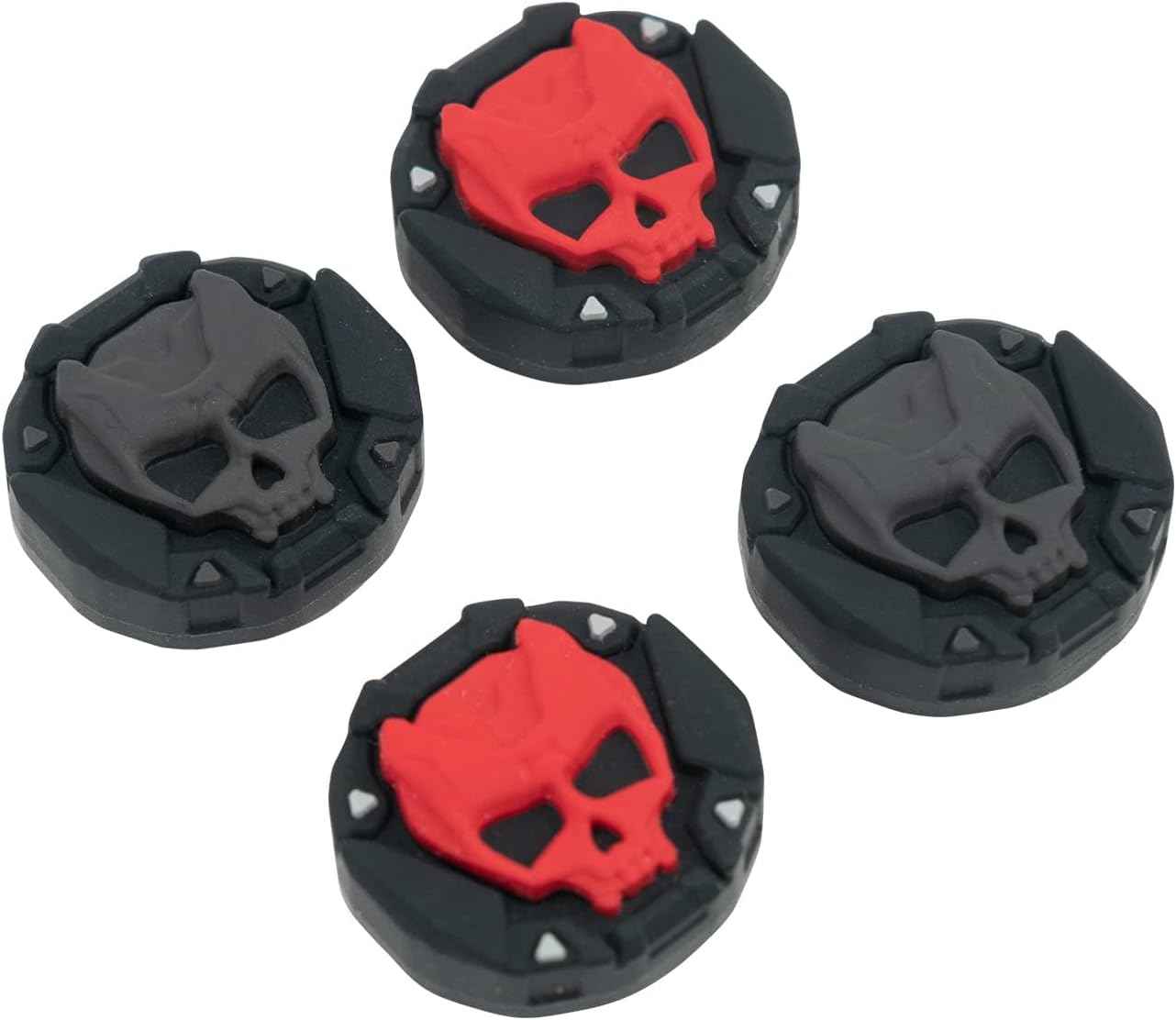 Skull Thumb Grip Caps – Silicone PS5 Controller Accessories | Non Slip Black Red Covers