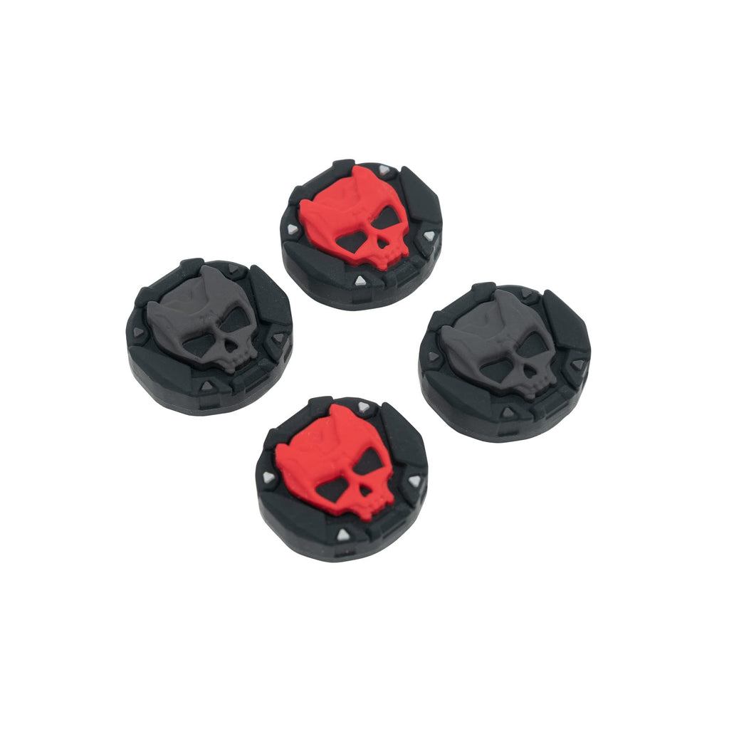 Skull Thumb Grip Caps – Silicone PS5 Controller Accessories | Non Slip Black Red Covers
