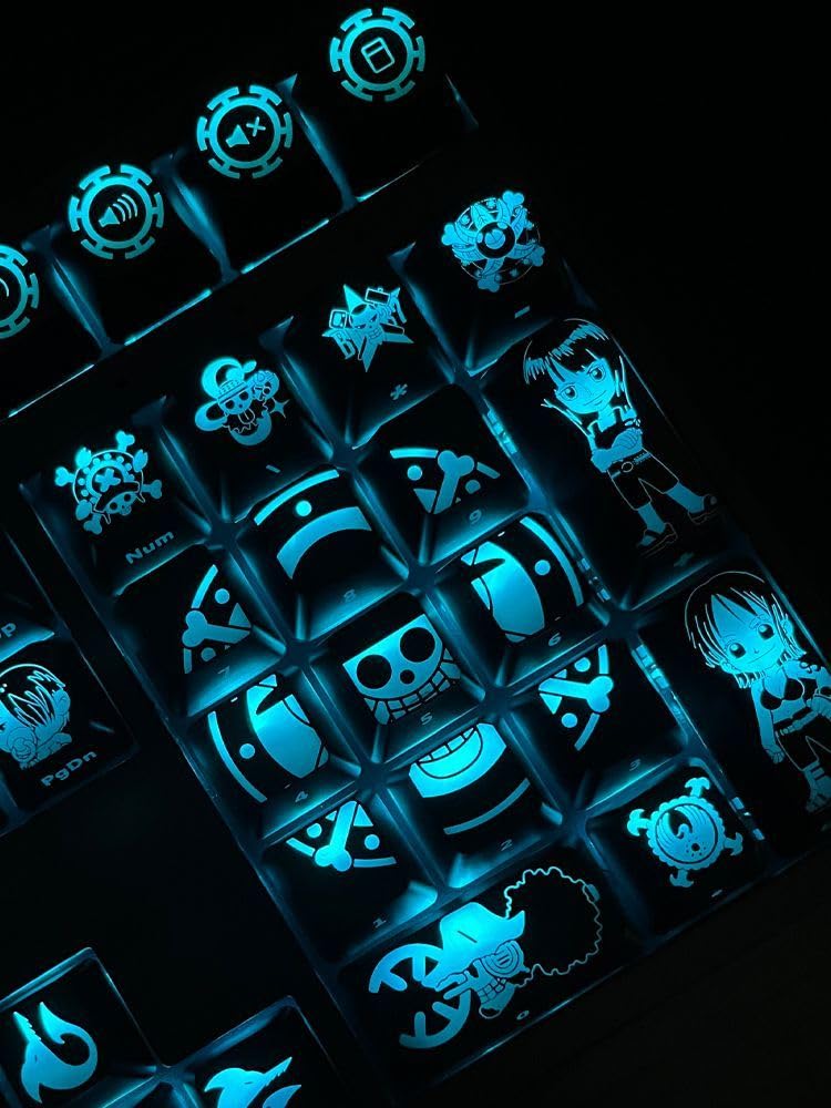 Computer keyborads PBT Dye Upgrade 68 Keycap Set Profile Keycaps Keyset with Puller for Cherry Mx Gateron Kailh Switch Mechanical Keyboard Japanese Anime Series (12-one Piece Zoro)