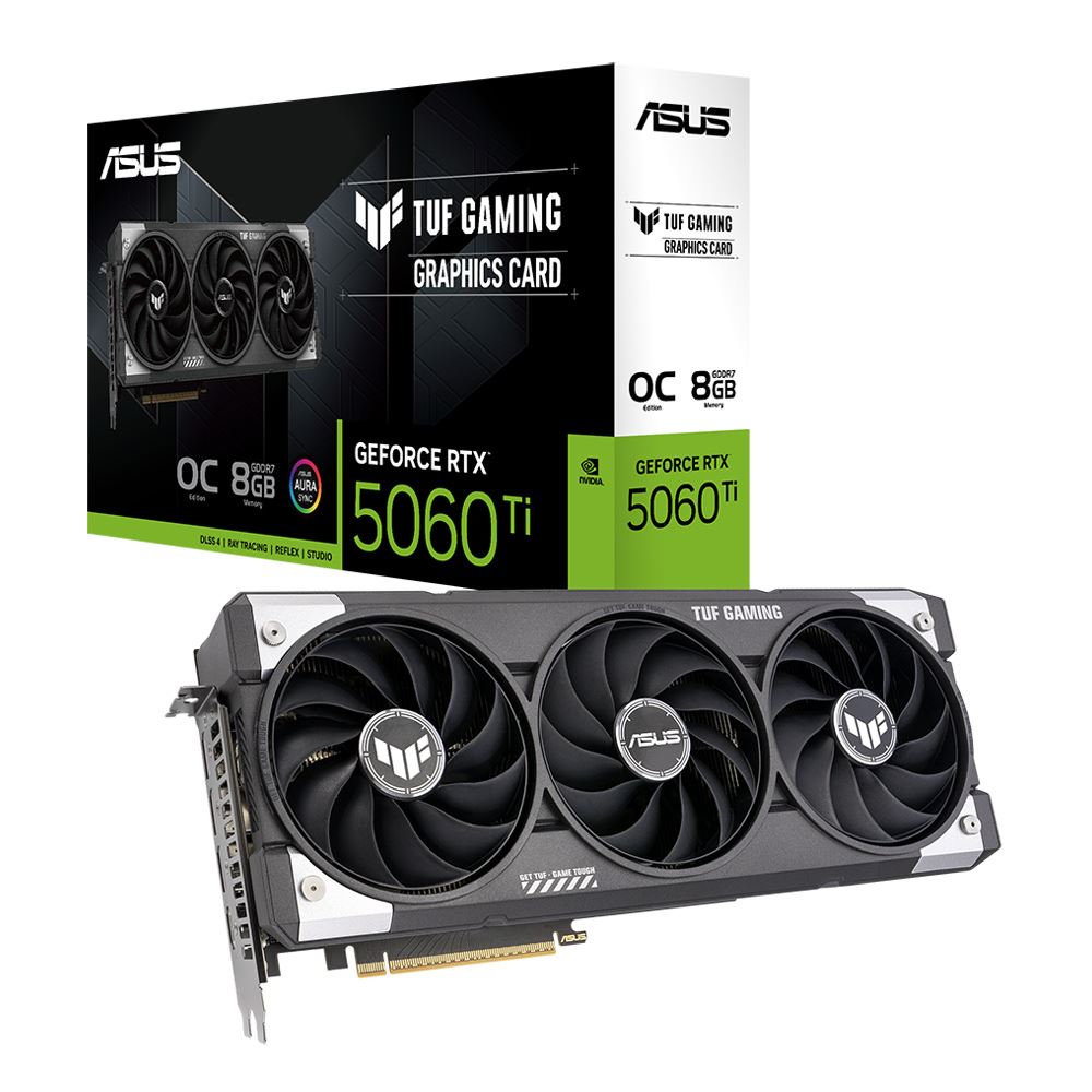 ASUS NVIDIA GeForce RTX 5060 Ti TUF Overclocked Triple Fan 8GB GDDR7 PCIe 5.0 Graphics Card
