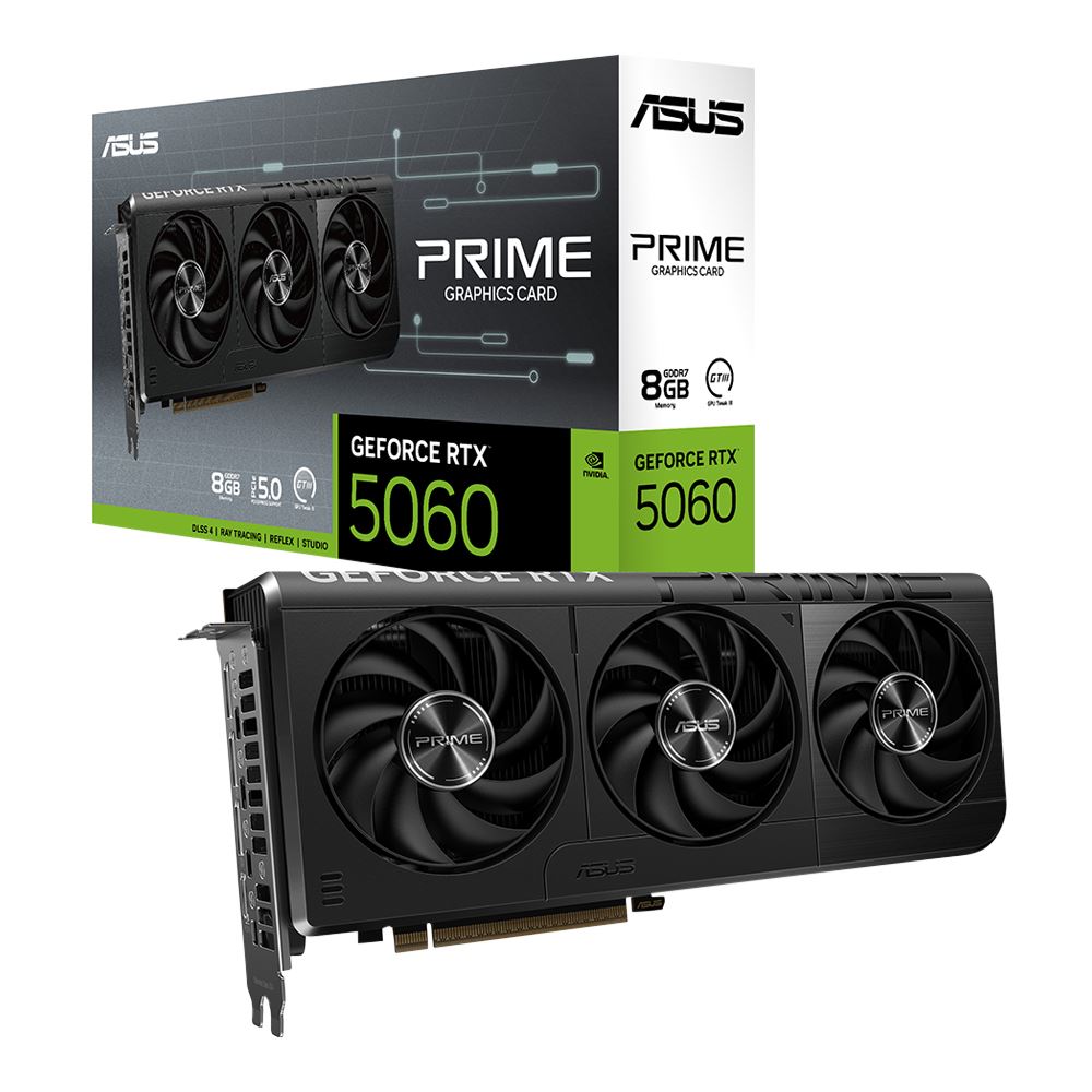 ASUS NVIDIA GeForce RTX 5060 Prime Triple Fan 8GB GDDR7 PCIe 5.0 Graphics Card
