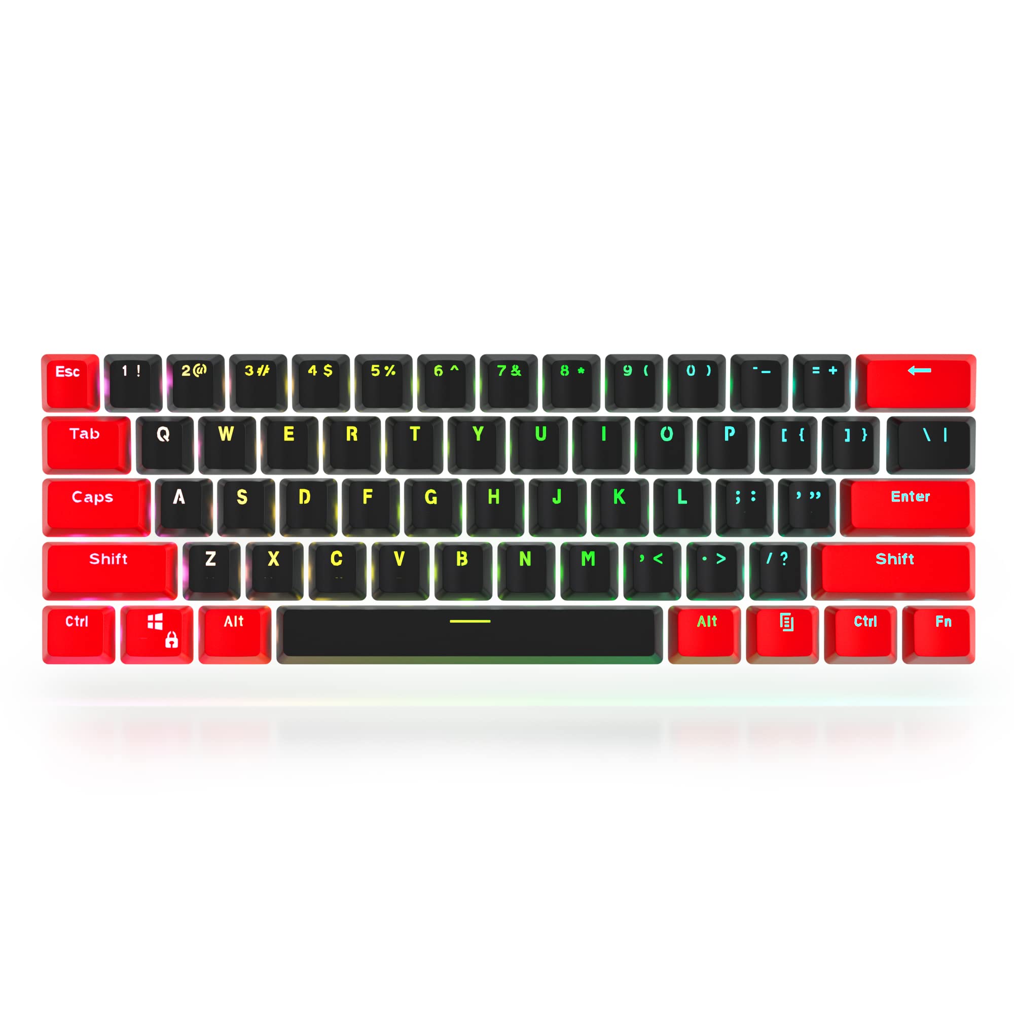 60 Percent Keycaps - RGB PBT Double Shot Keycaps for Mechanical Keyboard | Blue OEM Profile