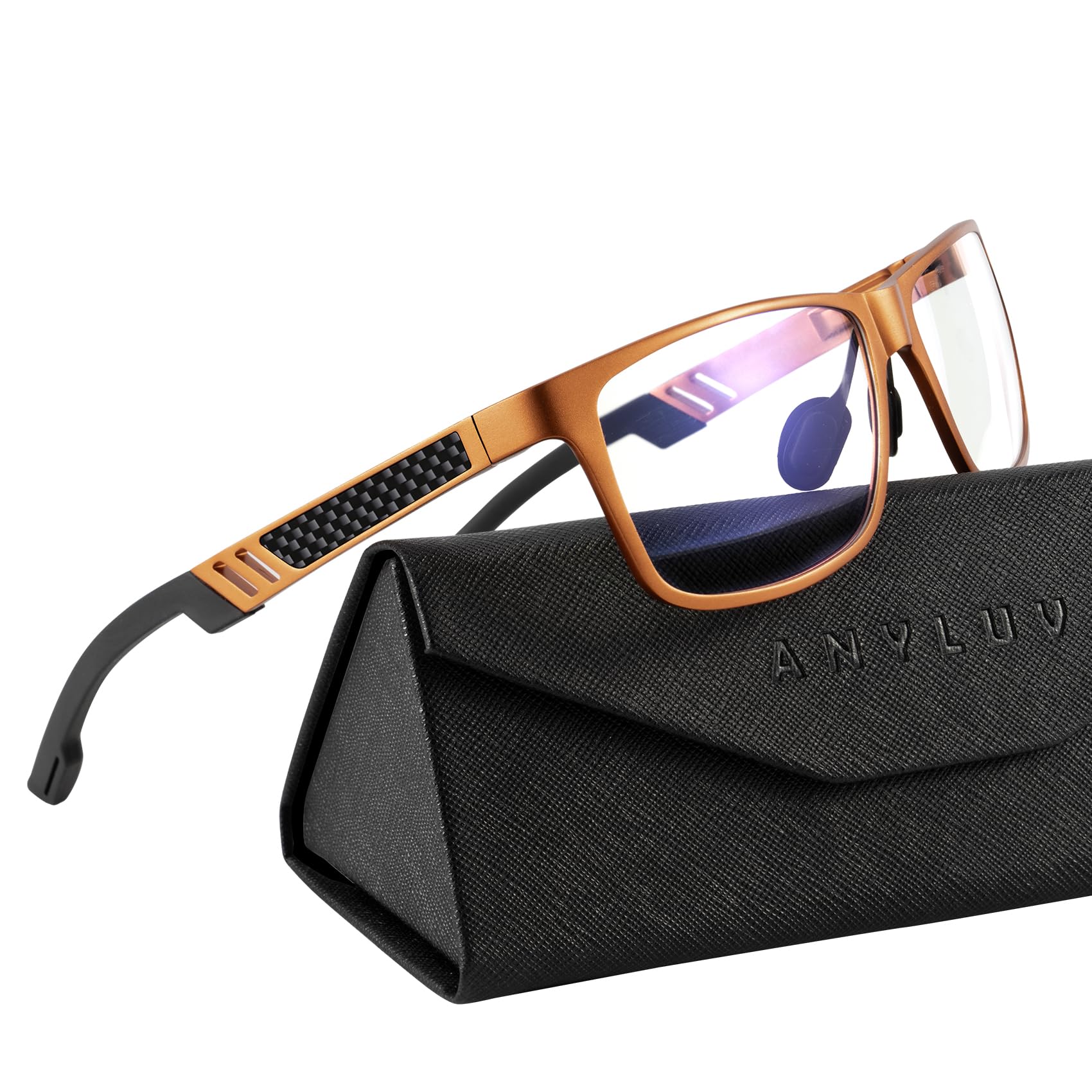 ANYLUV Blue Light Blocking Glasses Men Computer Gaming Glasses Lightweight Al-Mg Metal Anti Eyestrain UV400 Clear Lens Eye Protection