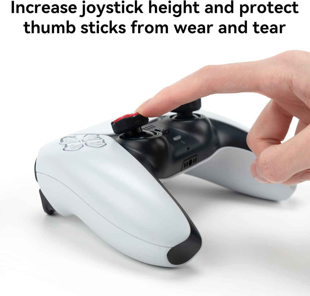 Skull Thumb Grip Caps – Silicone PS5 Controller Accessories | Non Slip Black Red Covers