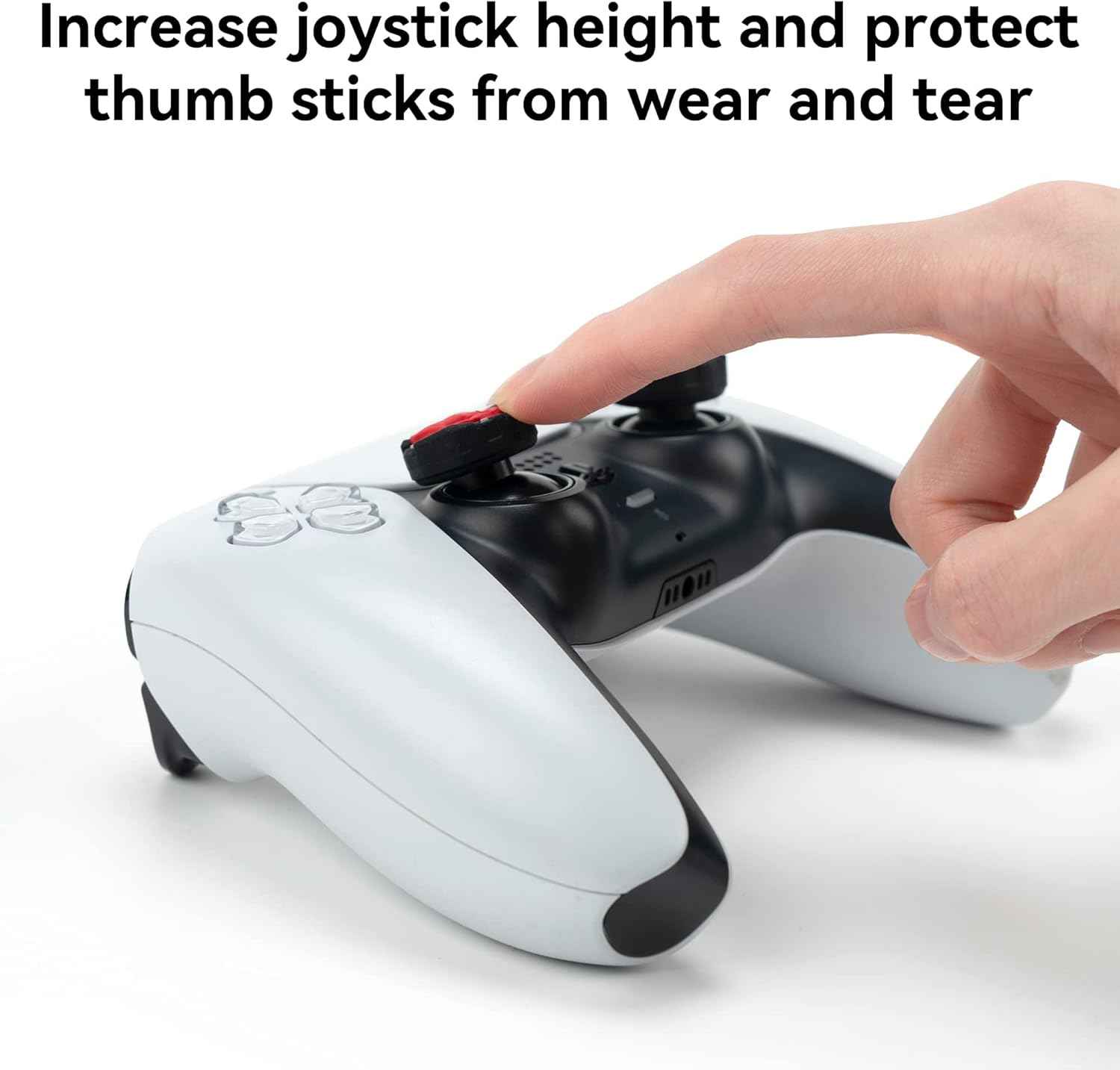 Skull Thumb Grip Caps – Silicone PS5 Controller Accessories | Non Slip Black Red Covers