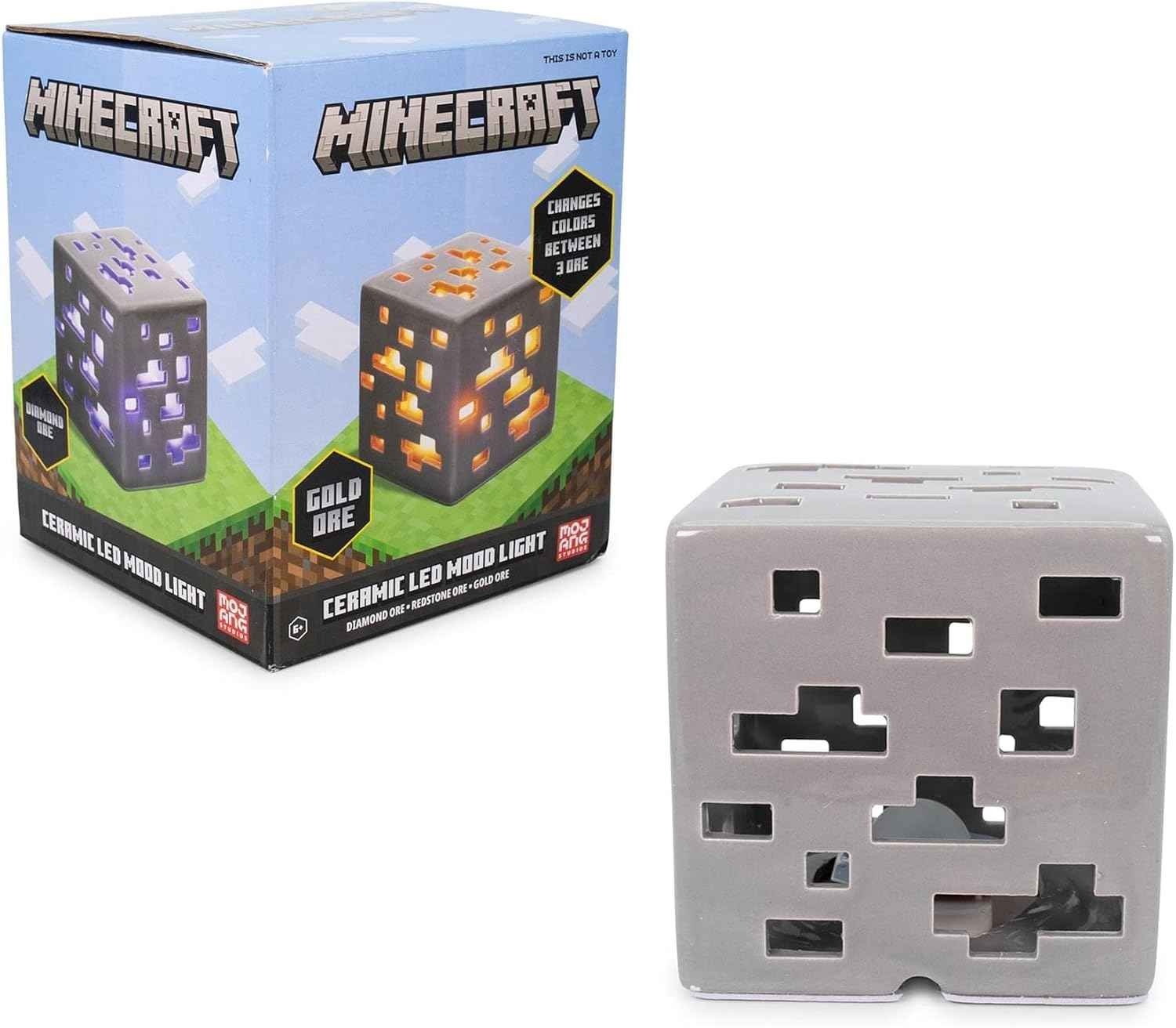 Minecraft Ore Block Lamp – Ceramic Color Changing Light | USB Powered Desk Lamp