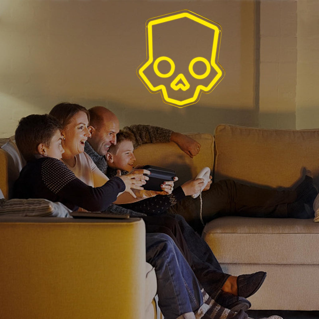 Skull Neon Sign – Yellow LED Neon Lights for Game Room Decor & Man Cave Lighting