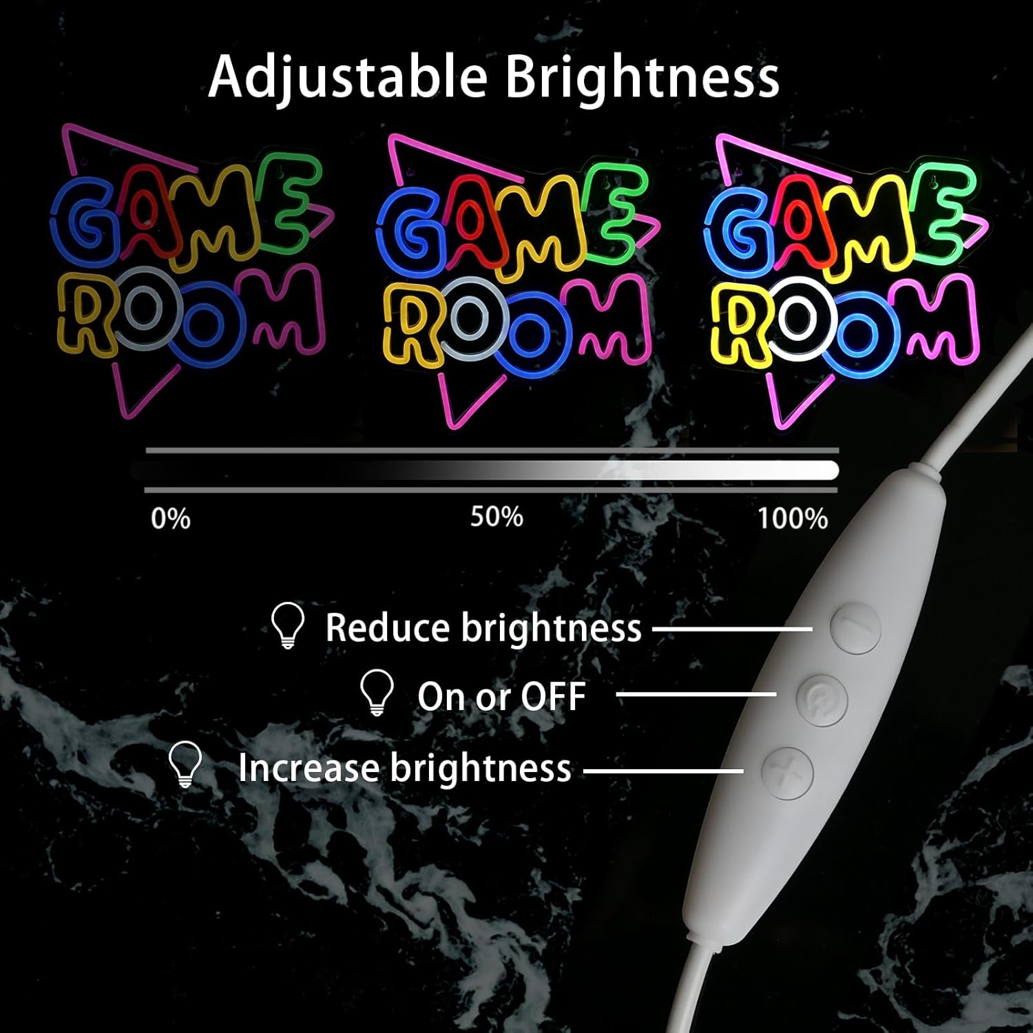 Game Room Neon Sign - Colorful LED Neon Lights USB, Gaming Wall Decor 13.2x14"