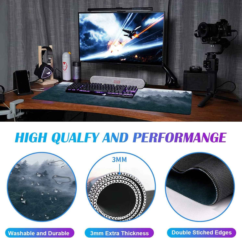Extended Gaming Mouse Pad - Large Waterproof Non-Slip Desk Mat with Stitched Edges