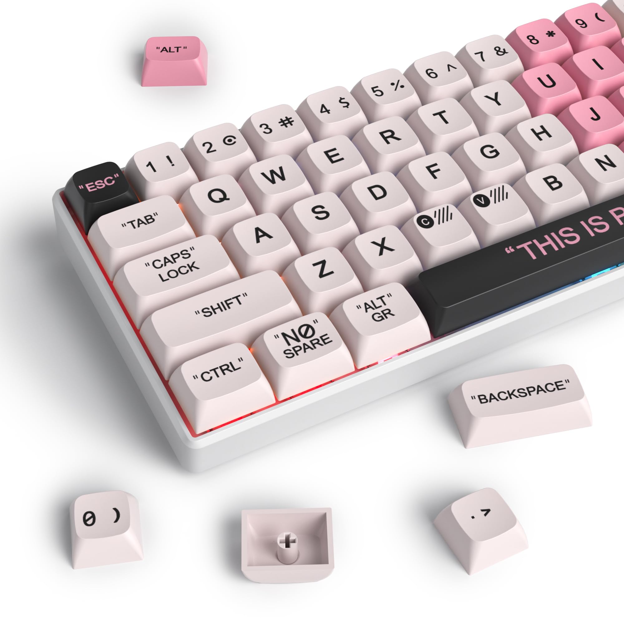 60 Percent Keycaps - RGB PBT Double Shot Keycaps for Mechanical Keyboard | Blue OEM Profile