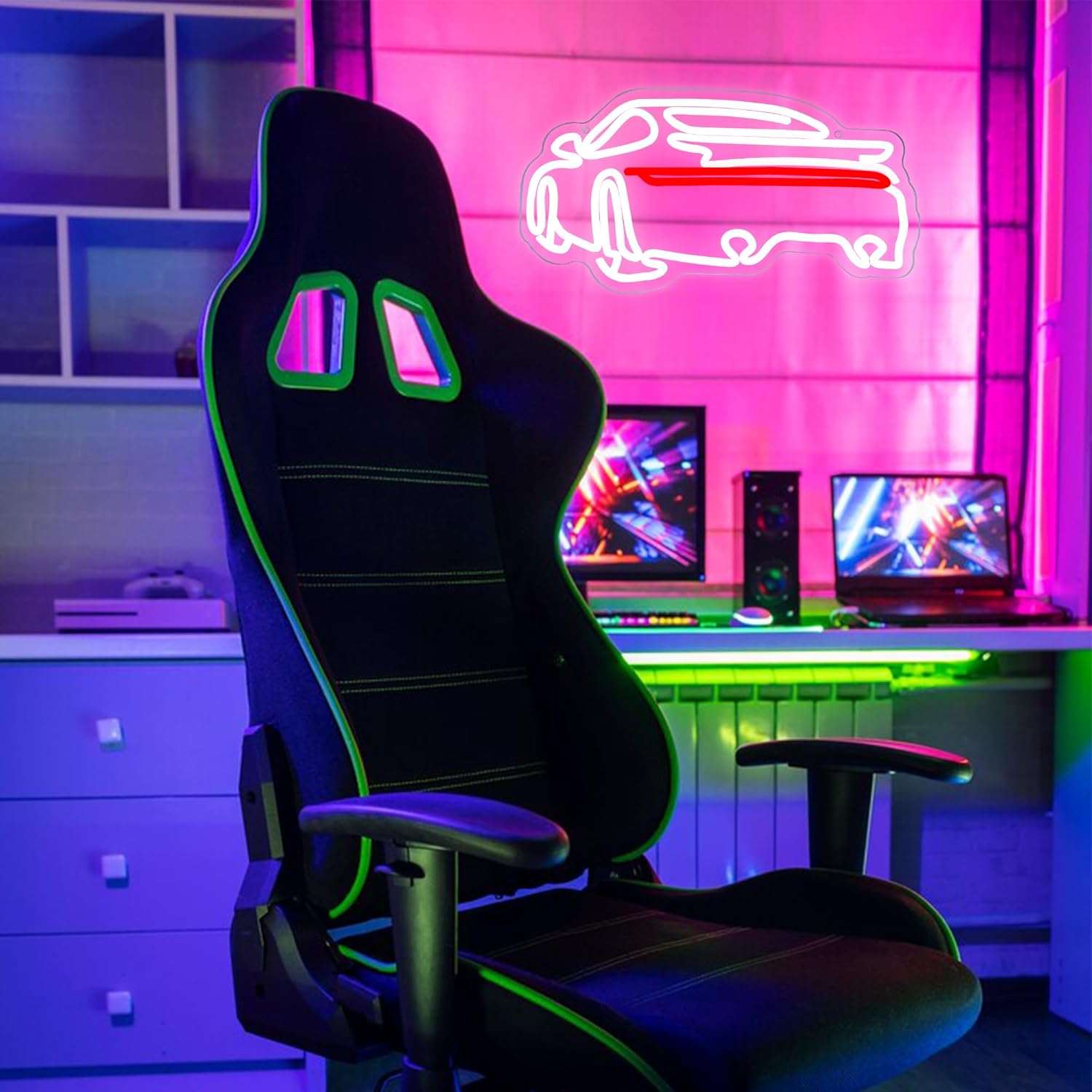 Sports Car Neon Signs for Wall Decor,Dimmable Garage Neon Light,Usb Powered Car Signs for Kids Bedroom Boys Room Playroom Man Cave Bar Birthday Gifts(15 * 7.9in)