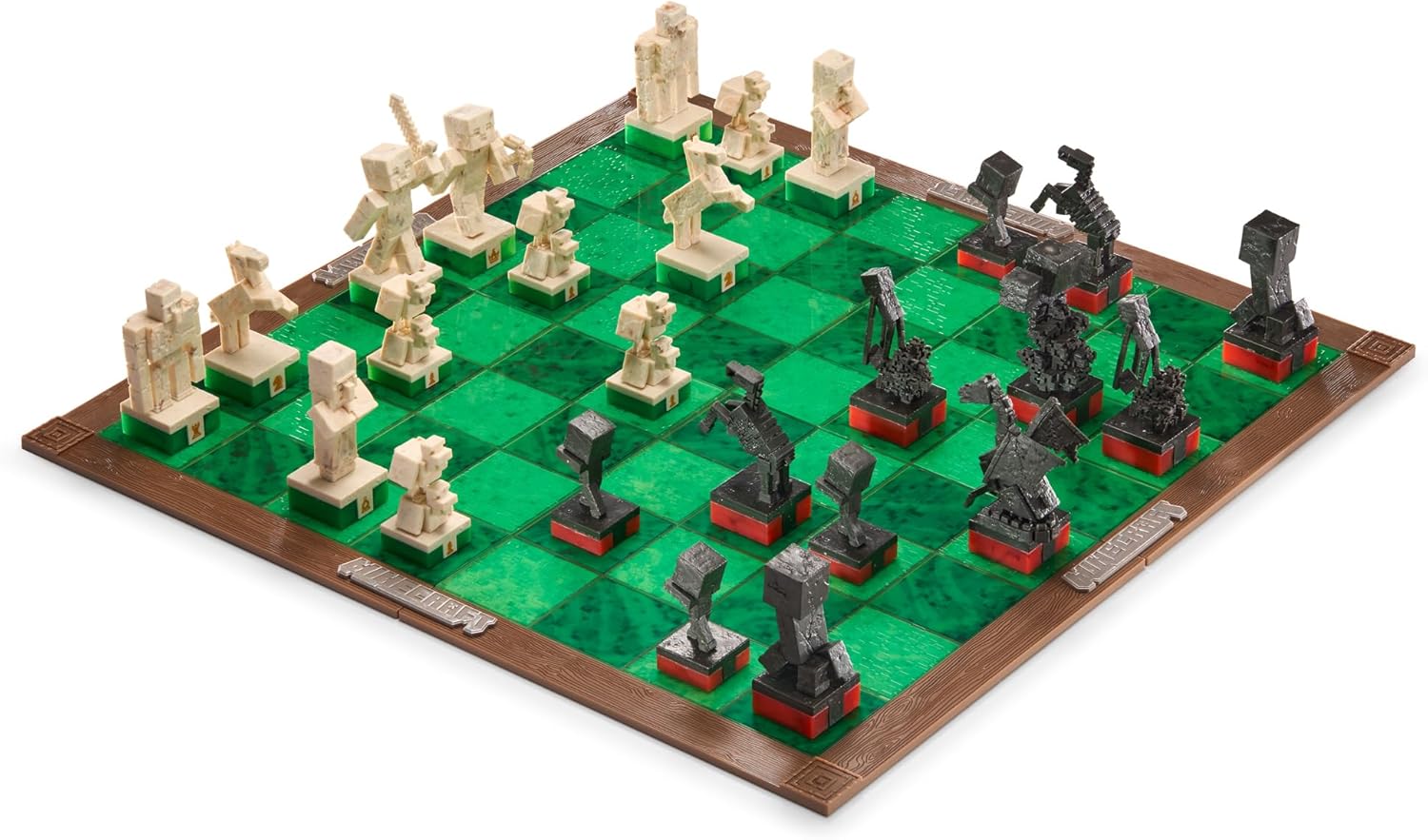 Minecraft Chess Set – Unique Wood Frame Board With Gaming Collectible Pieces