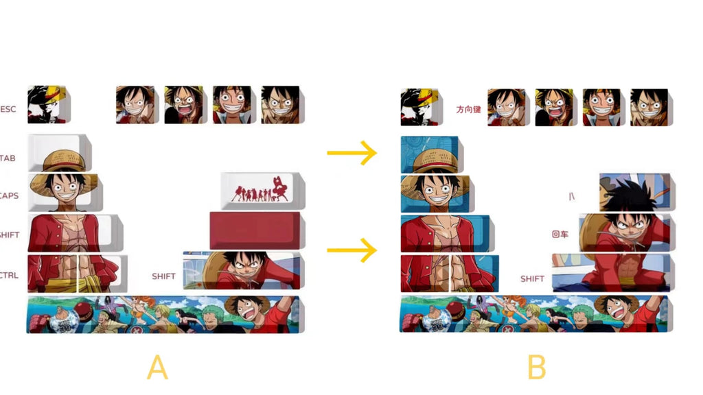 Computer keyborads PBT Dye Upgrade 68 Keycap Set Profile Keycaps Keyset with Puller for Cherry Mx Gateron Kailh Switch Mechanical Keyboard Japanese Anime Series (12-one Piece Zoro)