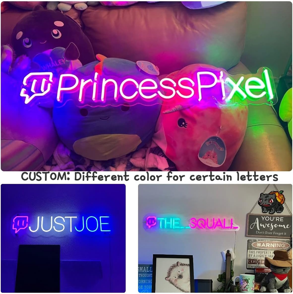 Custom Gamer Tag LED Sign - Personalized Neon Wall Art for Twitch & YouTube