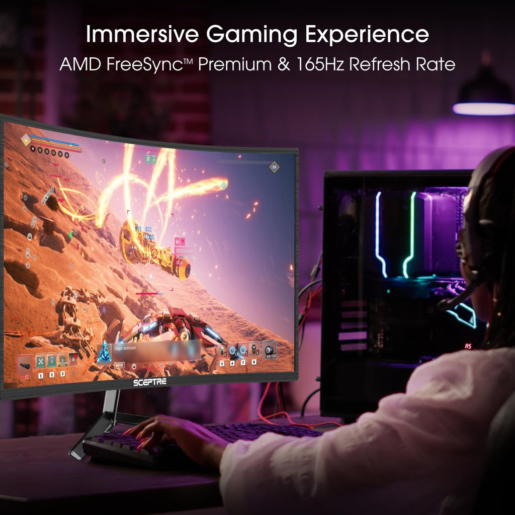 Curved Gaming Monitor 24 Inch Full HD 1080p Display | High Refresh Rate, VESA Wall Mount