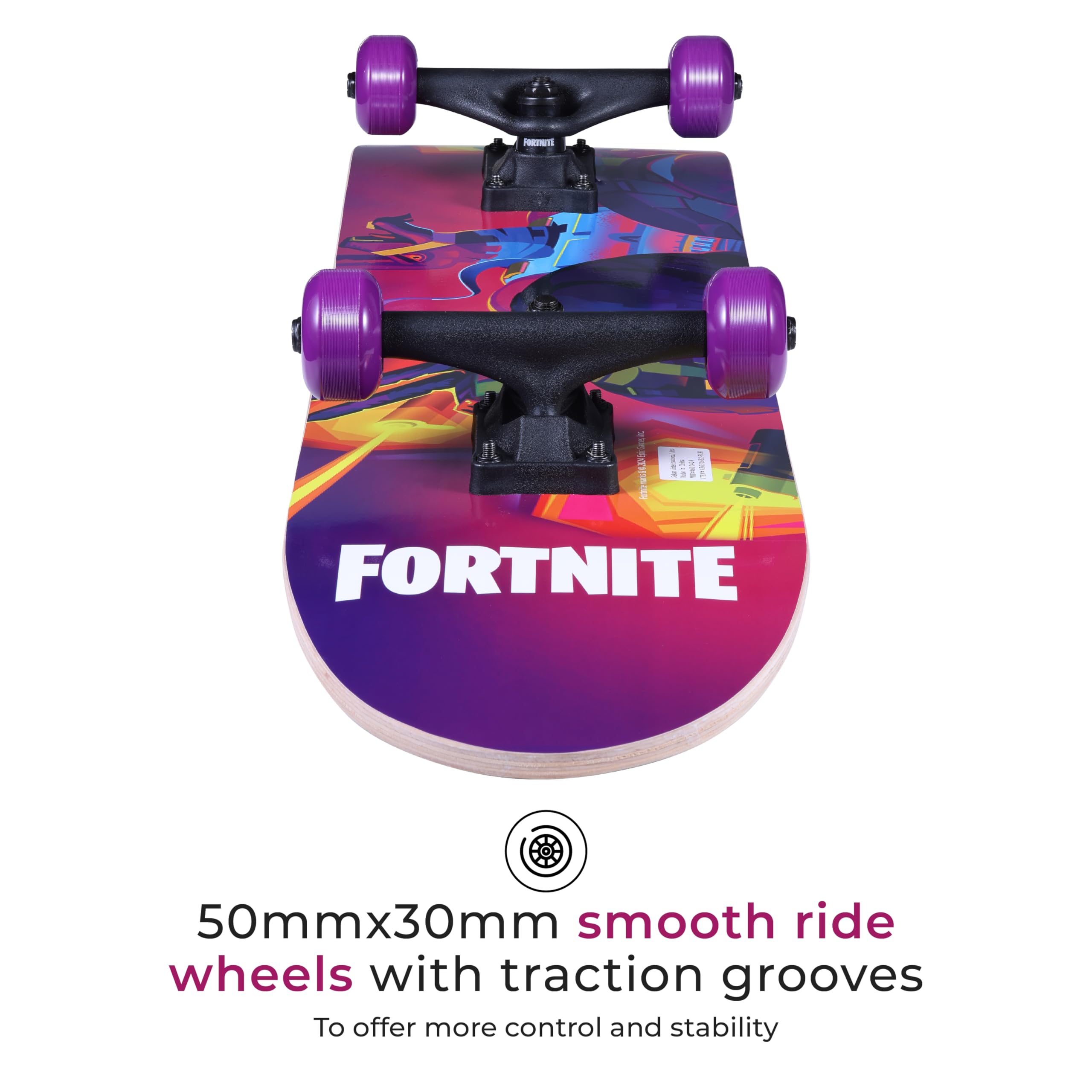 Fortnite 31" Skateboard - Cruiser Skateboard with Printed Graphic Grip Tape, ABEC-5 Bearings, Durable Deck & Smooth Wheels, Great for Teens
