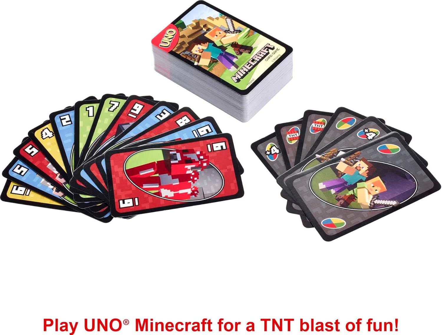 UNO Minecraft Card Game – Classic Family Night Board Game with Collectible Tin