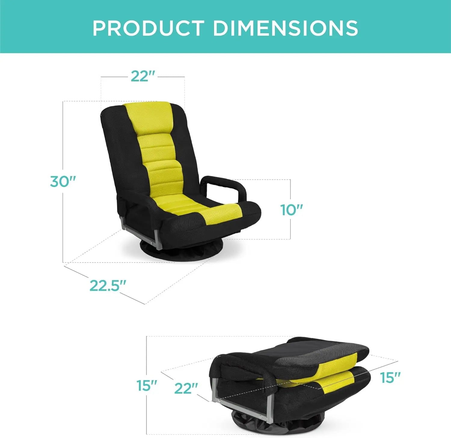 Best Choice Products Swivel Gaming Chair 360 Degree Multipurpose Floor Chair Rocker for TV, Reading, Playing Video Games w/Lumbar Support, Armrest Handles, Adjustable Backrest - Black/Red