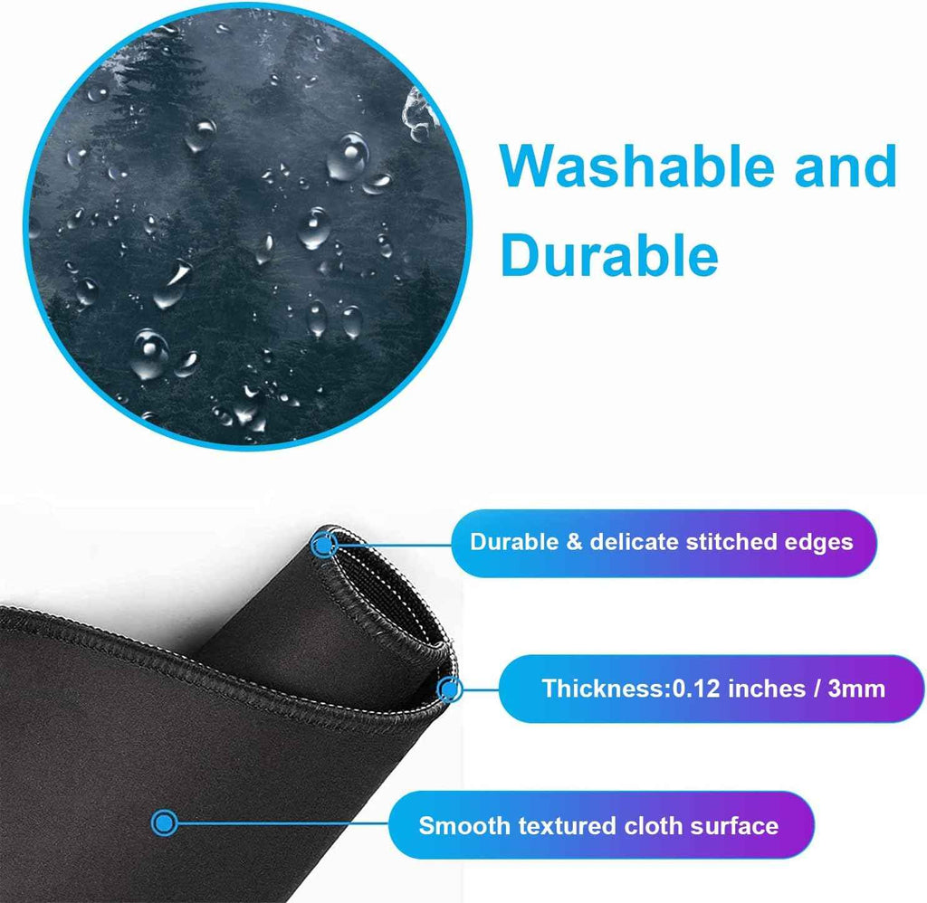 Extended Gaming Mouse Pad - Large Waterproof Non-Slip Desk Mat with Stitched Edges