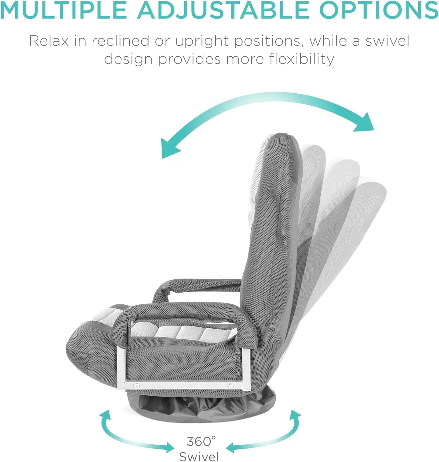 Best Choice Products Swivel Gaming Chair 360 Degree Multipurpose Floor Chair Rocker for TV, Reading, Playing Video Games w/Lumbar Support, Armrest Handles, Adjustable Backrest - Black/Red