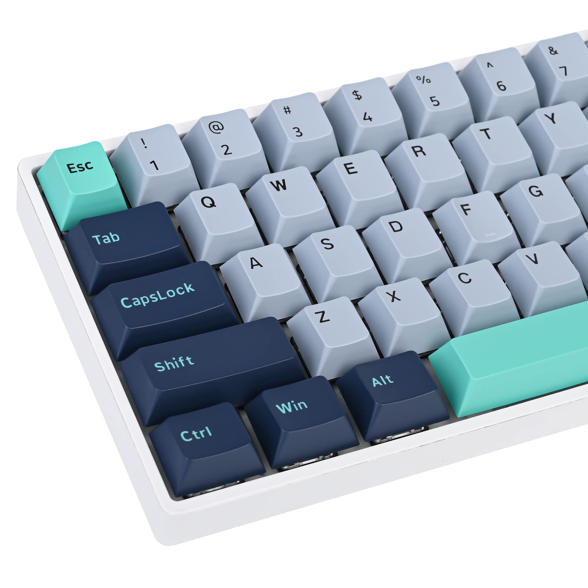 60 Percent Keycaps - RGB PBT Double Shot Keycaps for Mechanical Keyboard | Blue OEM Profile