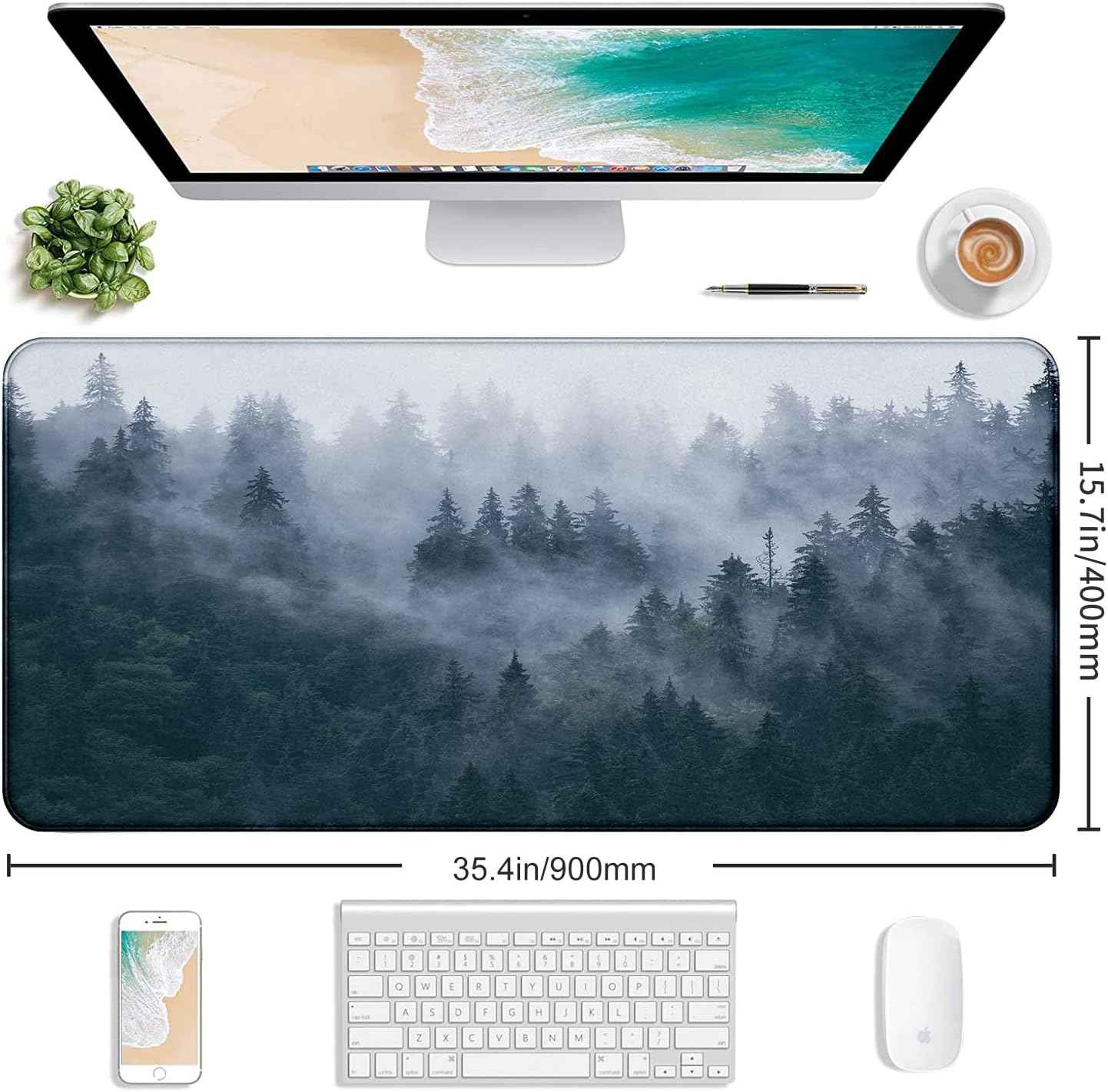 Extended Gaming Mouse Pad - Large Waterproof Non-Slip Desk Mat with Stitched Edges